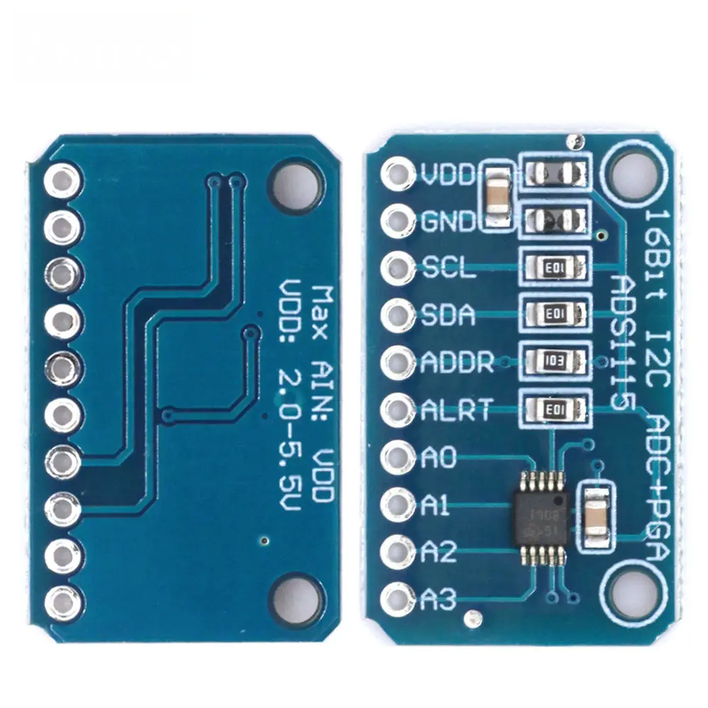 ADS1115 Module 16 Bit I2C ADC 4 channel with Pro Gain Amplifier RPi ADC ultra-compact 16-precision ADC module development board