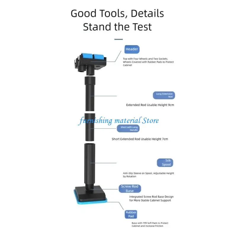 Y5GD Labor Saving Adjustable Roller Support Not Scratch Device Pair for Cabinet Mounting Height Adjustment in Various Space