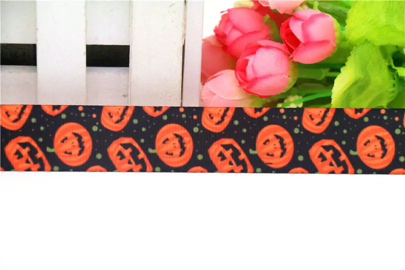DUWES 7/8'' Halloween-Kürbis Bedrucktes Ripsband Haarschleife Kopfschmuck Partydekoration 22mm Großhandel OEM D609 – Detail 10