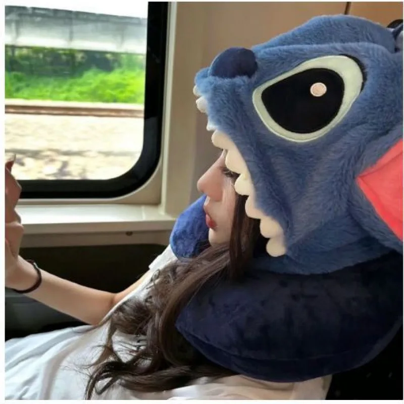 Mignon ‌ Point ‌   Oreiller de dessin animé avec Protection du cou à capuche, repose-oreiller créatif en forme de U, cadeau de vacances