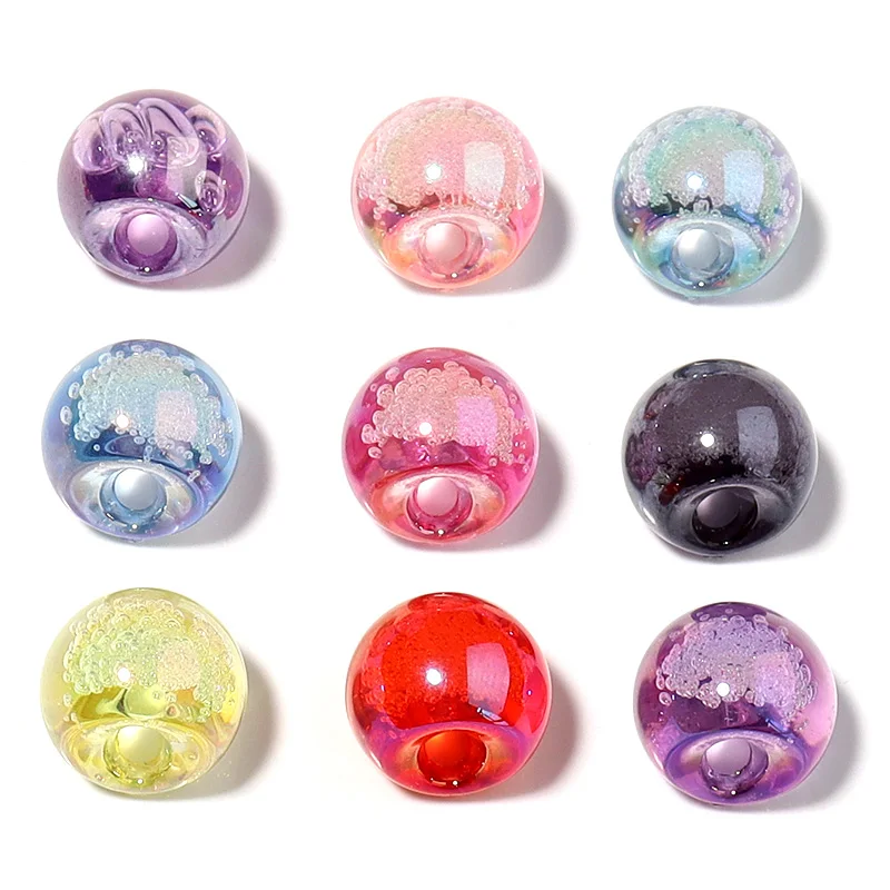 10pcs Water Cracked Crystal Acrylic Bead 14x16mm Mix Color Round Loose Beads for Jewelry Making DIY Bracelets Necklace Findings