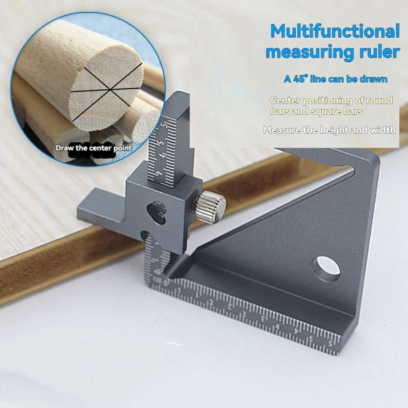 B62B Woodworking Scriber Measuring Ruler Center Point Position Draw 45° Line Height Width Depth Gauge