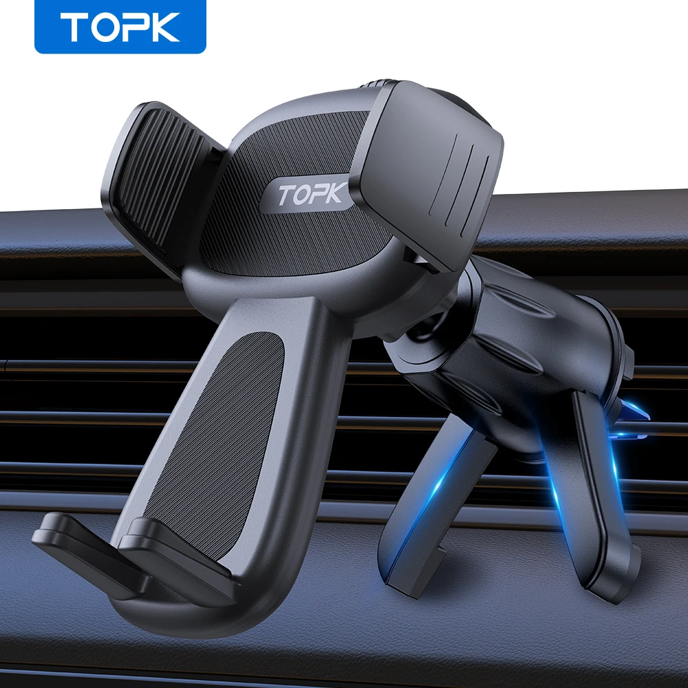 TOPK Phone Holders for Your Car Air Vent Phone Mount Ultra-Stable Metal Clip with Anti-Shake & 360°Rotation Universal Car Mount