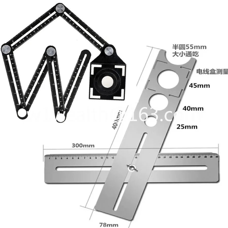 Tile opening positioner Universal six-fold ruler Multifunctional mason tile sticker Tile artifact Stainless steel auxiliary tool