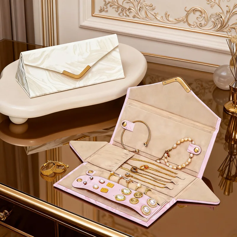 

Простая кожаная шкатулка для украшений, дорожный футляр для колец, креативная упаковка для ювелирных изделий, многофункциональный футляр для хранения очков и ювелирных украшений