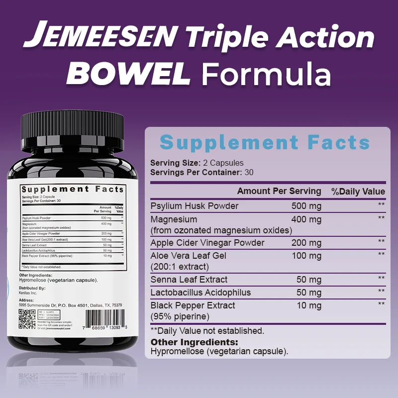 Health Supplements with Psylium Husk Powder,Magnesium,Apple Cider Vinegar,Promotes Intestinal Health, Metabolism