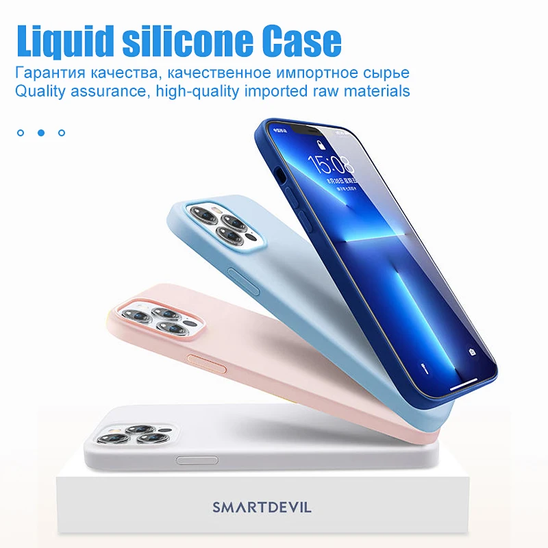 Luxury Liquid Silicone Phone Case For iPhone 15 14 13 12 11 Pro Max Original Soft Shockproof Cover for X XS XR XSMax 7 8 Plus SE