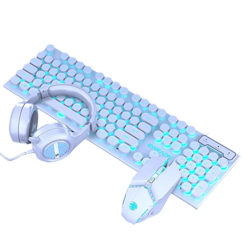 

Floating Button Design 104 Keys Waterproof And Dustproof Ergonomic Comfortable Gamer Mouse And Headset And Keyboard Kit