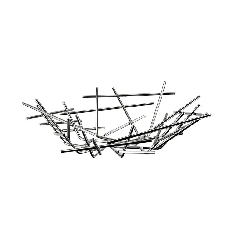 Italian creative irregular metal lines hollow fruit basket model room home living room coffee table basket ornament