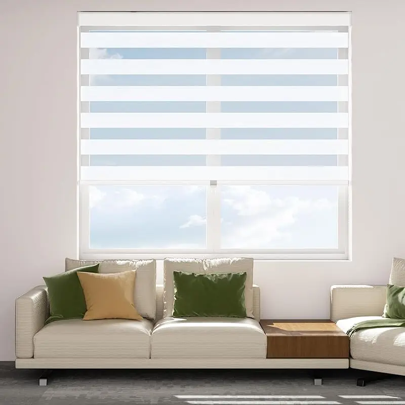 

2025 Custom Blinds Filtering Light Multiple Color Easy To Clean Wrinkle Free Manual Spring Cordless Zebra Blinds For Living Room