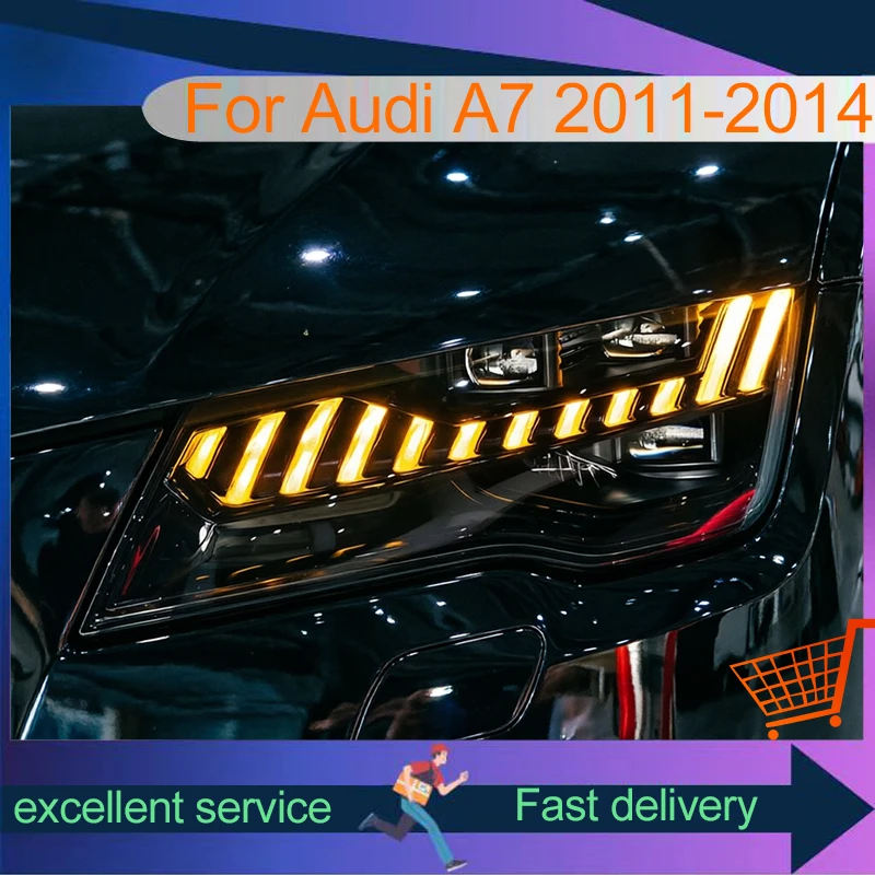 Headlight Styling FOR Audi A7 2011-2014 Front Projector Lens DRL Head Lamp Full LED Bulbs Car Stuff Auto Mobile Accessory Tools