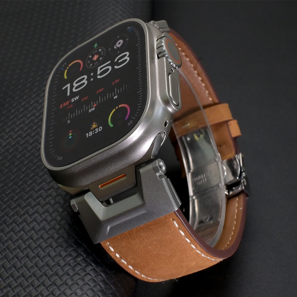 

Кожаный ремешок для Apple Watch Ultra 3 2 1 49 мм серии 11 10 46 мм Ремешок для часов IWatch 9 7 8 6 5 4 Se 3 45 мм 44 мм Браслет Correa