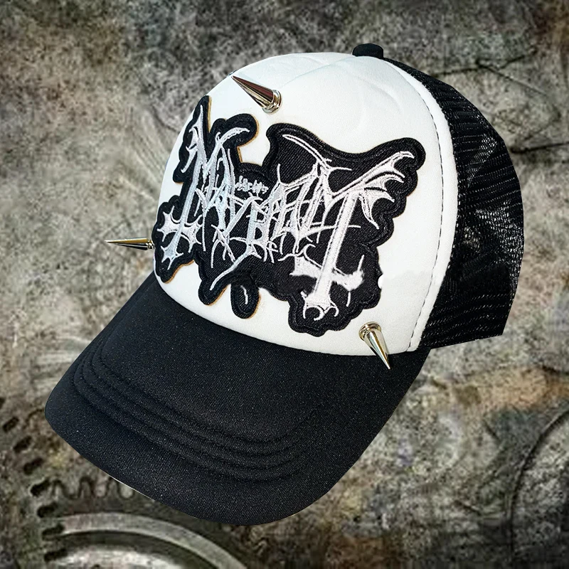 2024 DIY Punk Subculture Embroidered baseball cap women's hat Rivet Duck Tongue Men's Hat