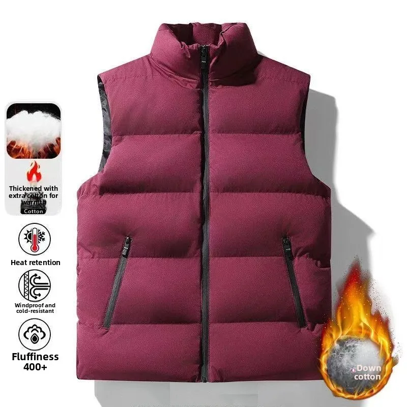 

Thiened down Cotton Vest for Men Windproof Casual Autumn Winter Outerwear Warmth Protection Collar Jaet Daily Wear