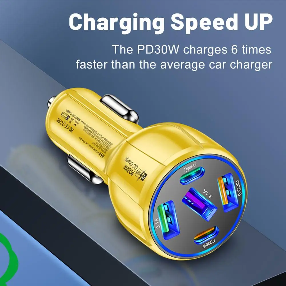 75W Mobile Phone Chargers Fast Charging Five In One Charger Compatible Phone Multi Protocol 3USB+2PD Line Charging Dual Car Z9E2