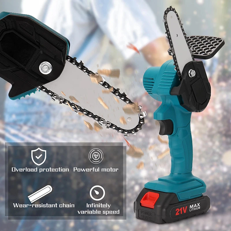

21V Electric Saws Electric Chainsaw Pruning Saw 4 Inch Mini Logging Brushed Saw Garden Woodworking Power Tools
