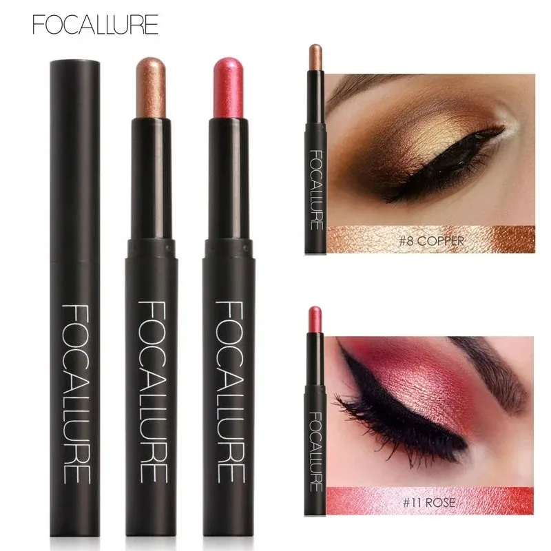 New Branded Make Glitter Eye Shadow Pencil Waterproof Pigment Gold White Shimmer Metallic Focallure Eyeshadow Stick