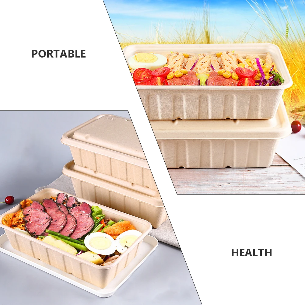 

10 pcs Container Paper Pulp Packaging Food Container Lunch For Bread Packaging Degradable Pulp Box Meal Box Lunch Meal