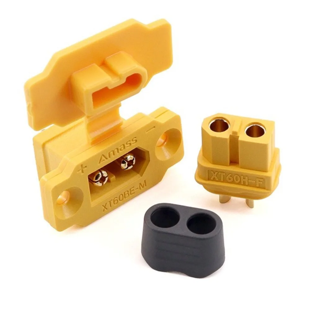 Amass XT60BE-M-F Connector Black Yellow Portable XT60BE Male Plug with Cover East to Install Wire Cable Plug