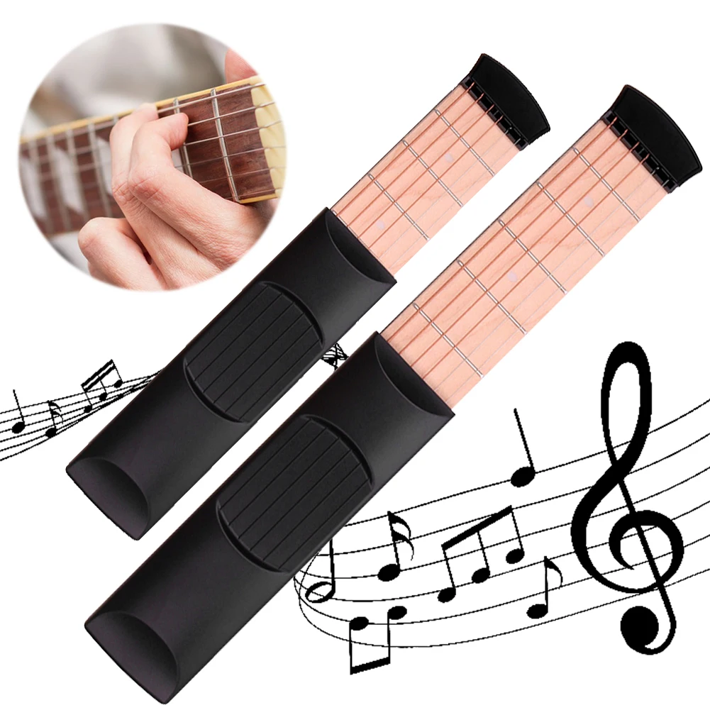 6 String 4/6 Fret Portable Pocket Guitar Neck Chord Trainer Pocket Guitar Practice Neck Wooden Guitar Practice Tool for Beginner