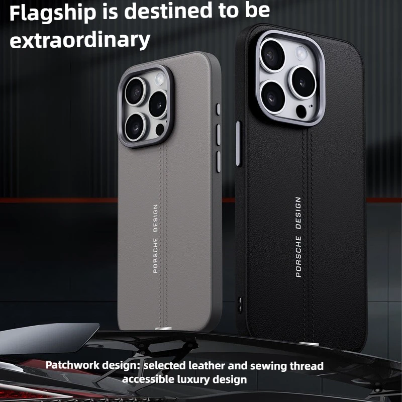 حافظة جلدية لهاتف آيفون 16 برو ماكس 15 بلس 14 13 برو شحن مغناطيسي للأعمال زر معدني وغطاء عدسة غطاء ممتص للصدمات #1