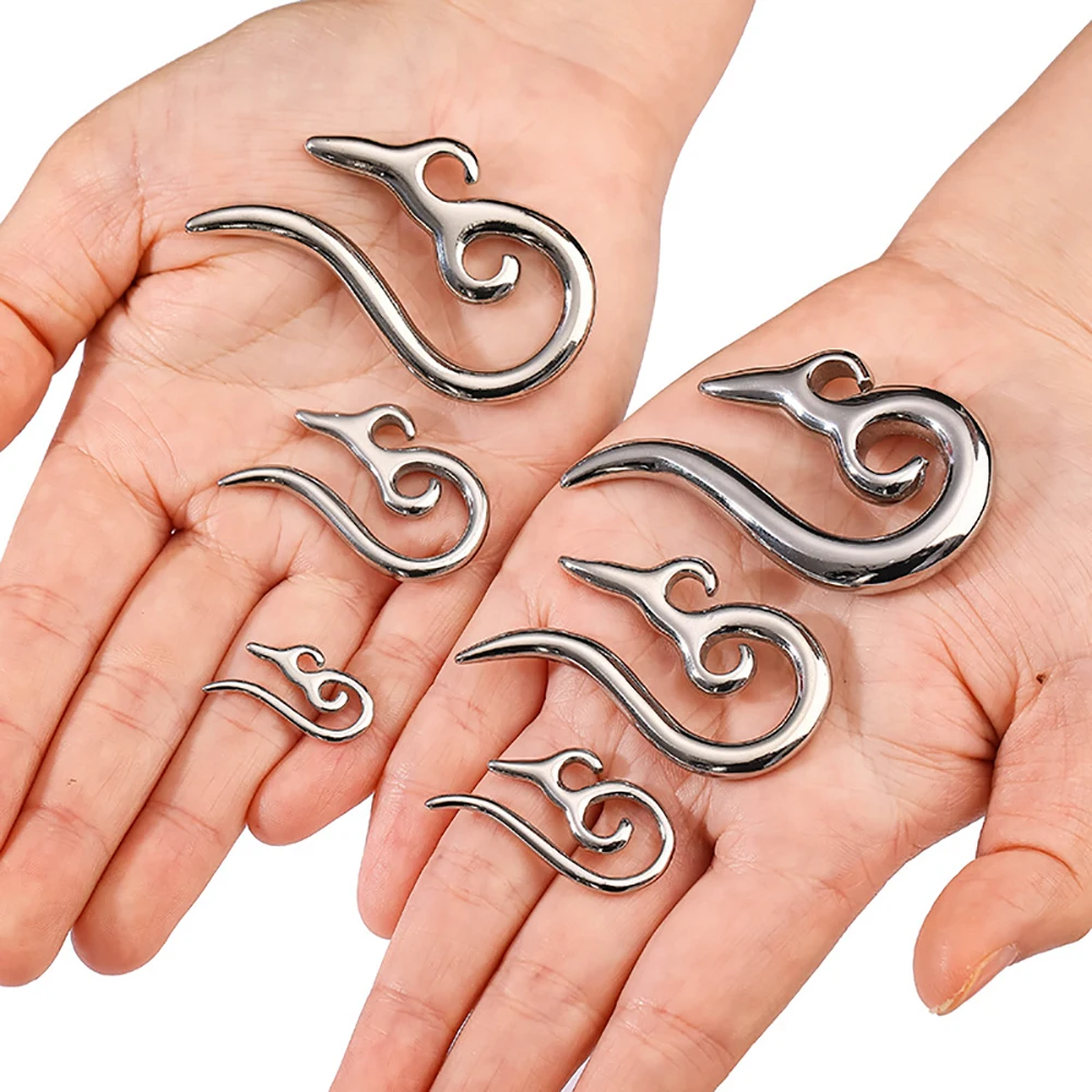 1 زوج فاسق قياس دوامة هوب القرط الفولاذ المقاوم للصدأ خاص على شكل الأذن تفتق ثقب المتوسع شماعات مجوهرات للجسم اكسسوارات