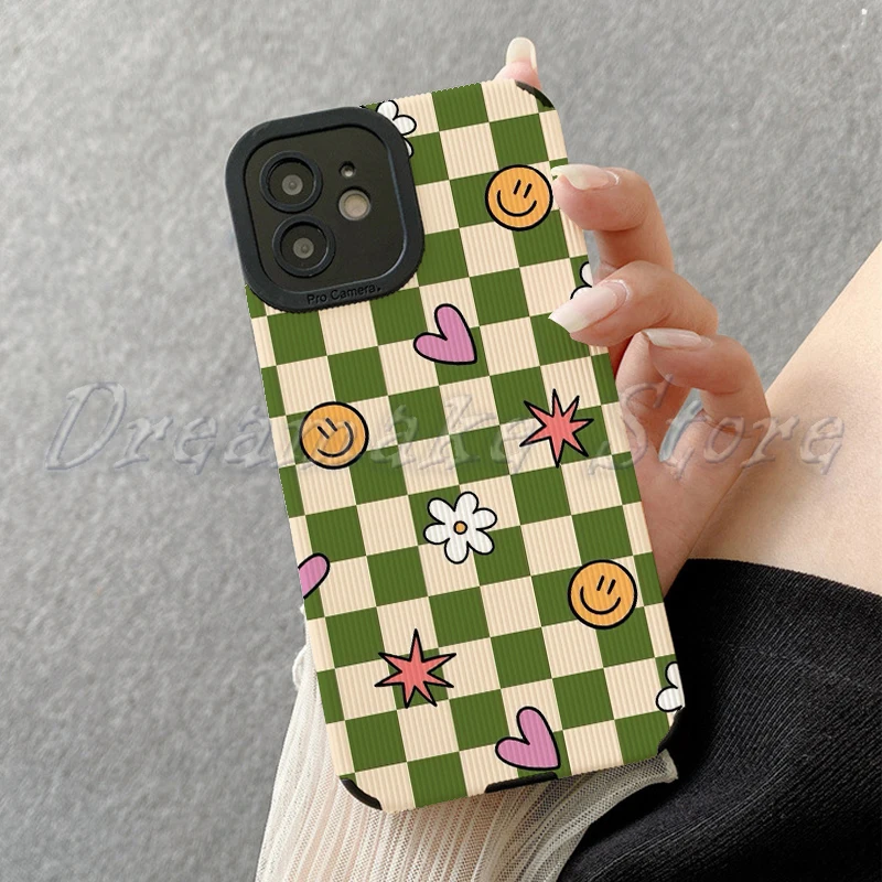 Geometric Smiley Face Heart Phone Cases for IPhone 11 Case 14 Pro Max 15 Pro Max IPhone Case for IPhone 13