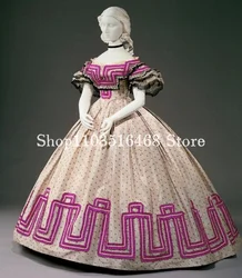 19th Century Civil War Southern Evening Gowns Purple Striped Belle Dresses Victoria Lolita Scarlett Ball Gowns فساتين سهرات