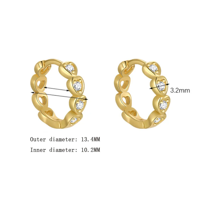 KAMIRA 925 Sterling Silver Sweet Charm Gentle Love Hollowed Zircon Hug Hoop Earrings for Women Wedding Banquet Exquisite Jewelry