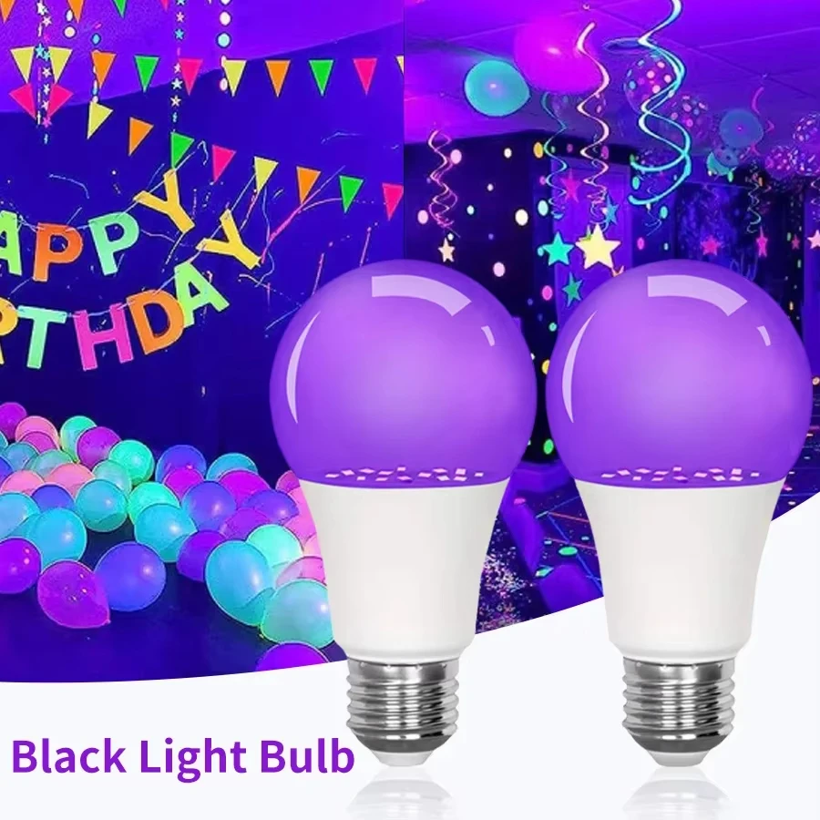 12W E27 UV Purple Black Light Bulb Glow in The Party Lamp Blacklight Bar Atmosphere Decoration Bulb Halloween Light Bulb