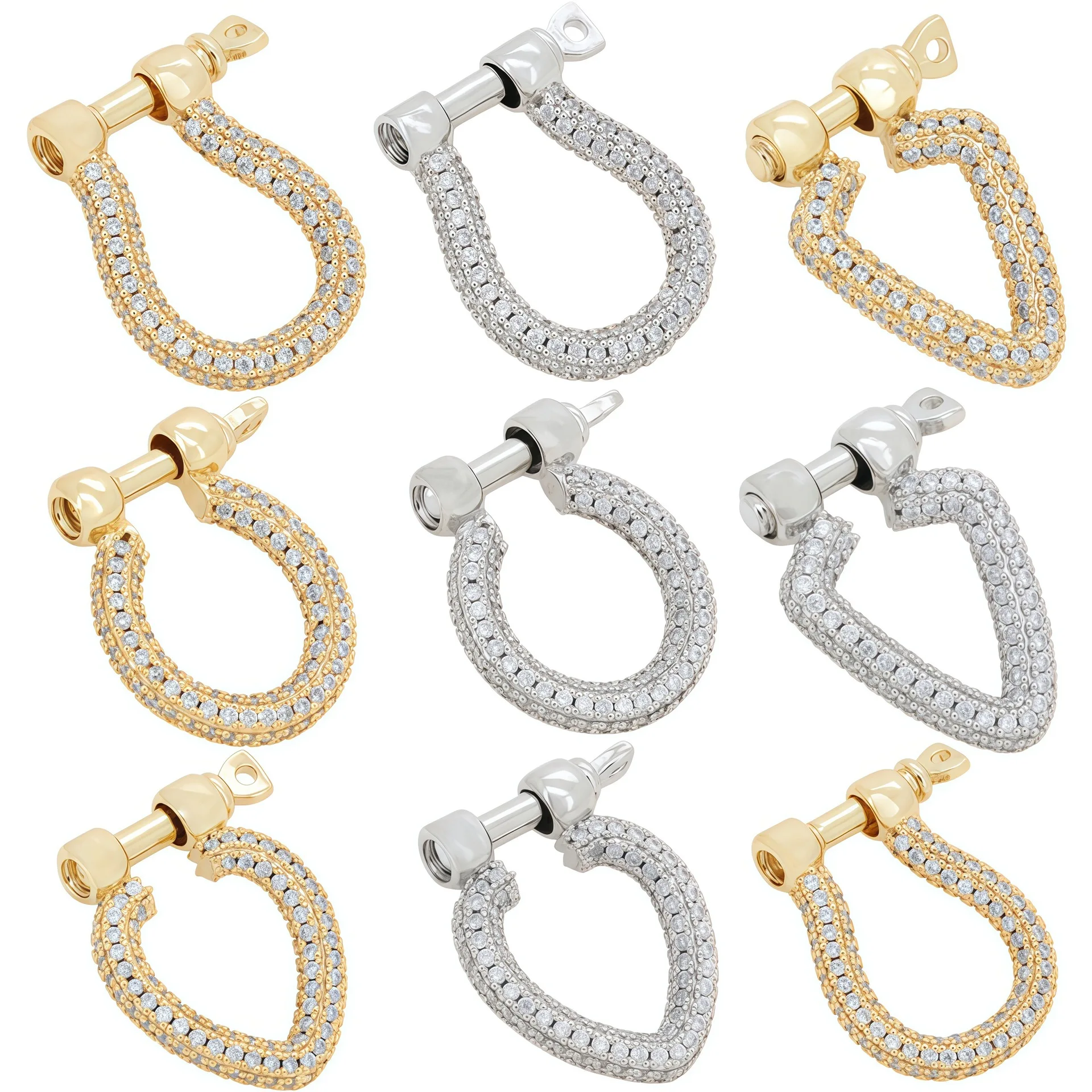 DIY jewelry buckle micro-inlaid zircon spiral horseshoe buckle chain connection necklace pendant buckle accessories