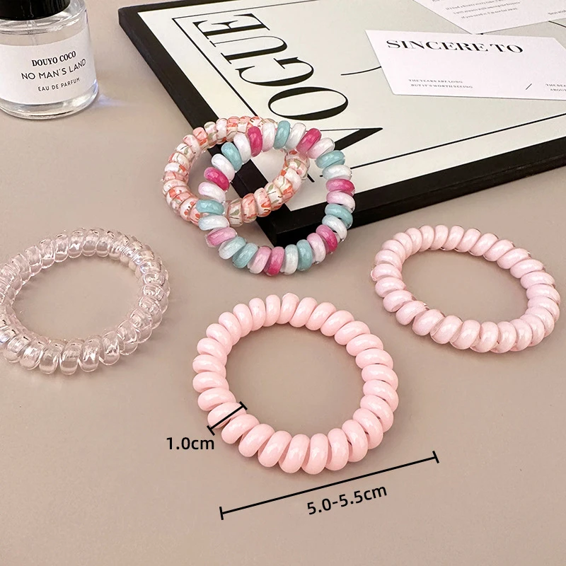 5Pcs/set Candy Color Elastic Hair Bands Korean Accessories for Girls Hair Ties Frosted Spiral Cord Rubber Rope Stretch Headwear