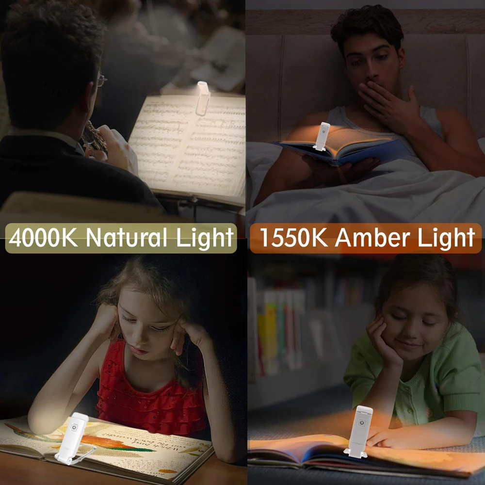 Rechargeable Book Reading Light USB Brightness Adjustable Night Lights Book Clip Onstudy Desk Lamp Eye Care for Kids Read Lamps