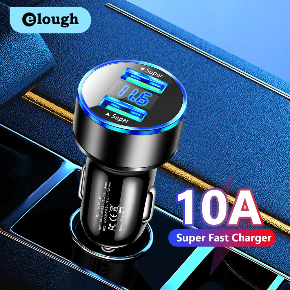 Elough 10A Super fast charger Dual USB Car Charger Phone Charger For iphone Samsung Huawei Xiaomi poco Car Phone Adapter