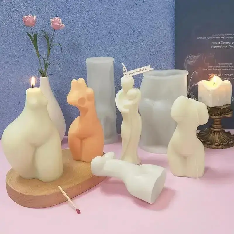 1 Stücke Neue DIY Silikonform Kerze Gips Seife Aromatherapie Form Kunst Dekoration Kerzenherstellung Liefert Neue Manuelle Abstrakte Körper