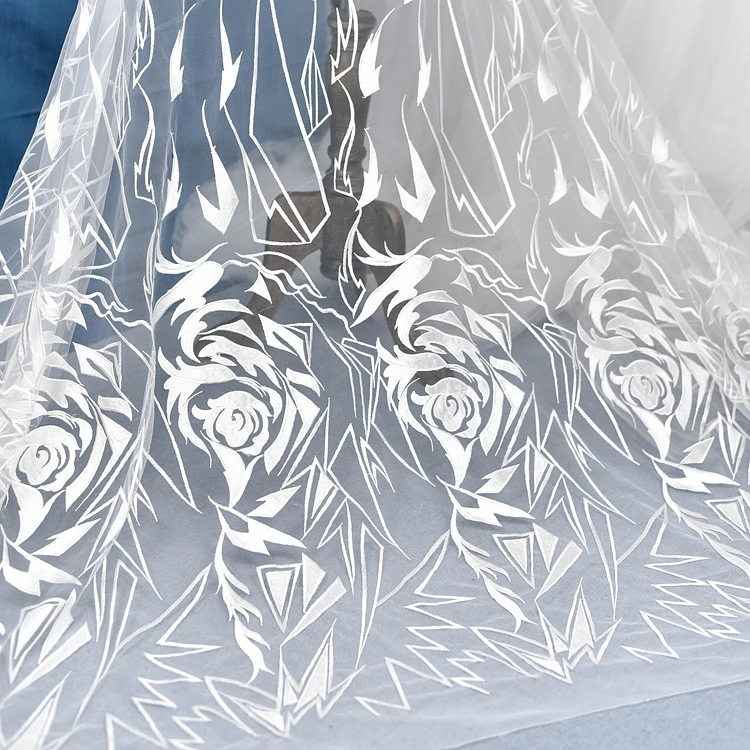 

quality130*100cm bilateral symmetry irregular embroidery lace fabric Wedding Dress Tulle Skirt Material fabrics for patchwork