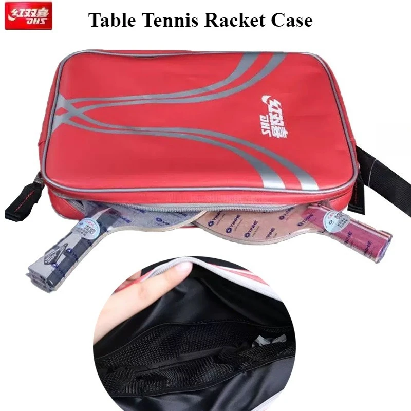 حقيبة مضرب تنس الطاولة DHS ذات سعة كبيرة وحقيبة حماية مضرب بينج بونج مقاومة للماء وسهلة التنظيف