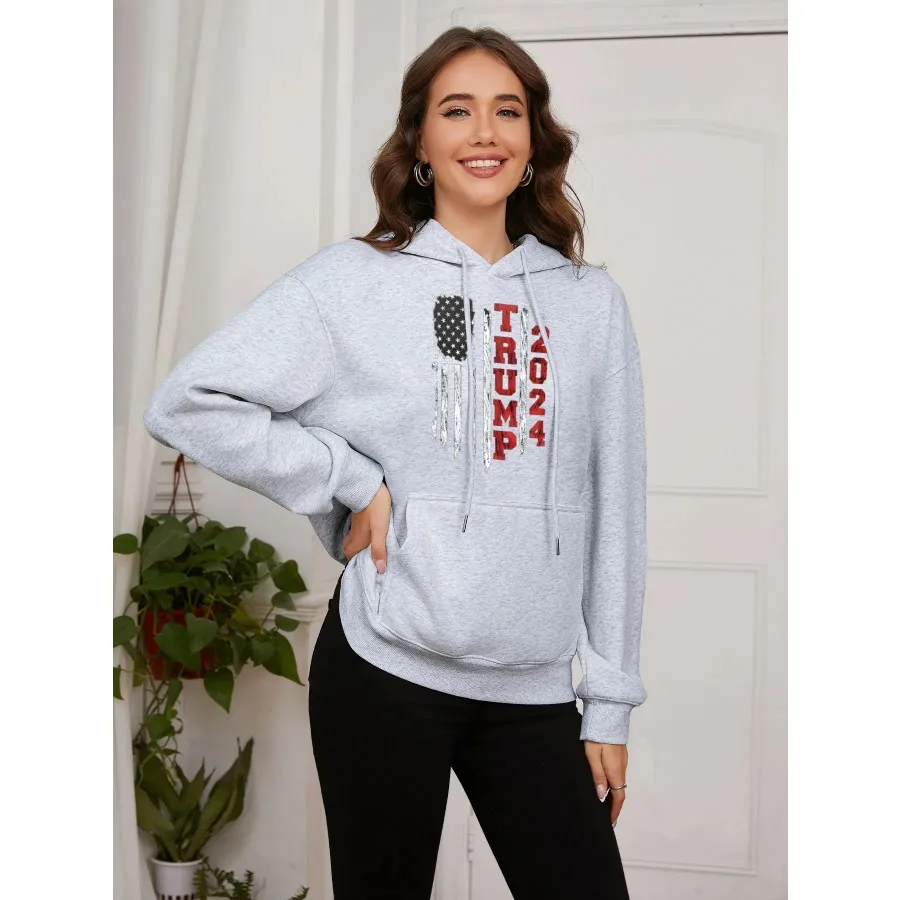 

Autumn Winter Thermal Cotton Pullover Hoodie Unisex Long Sleeve Vertical Letters Printed