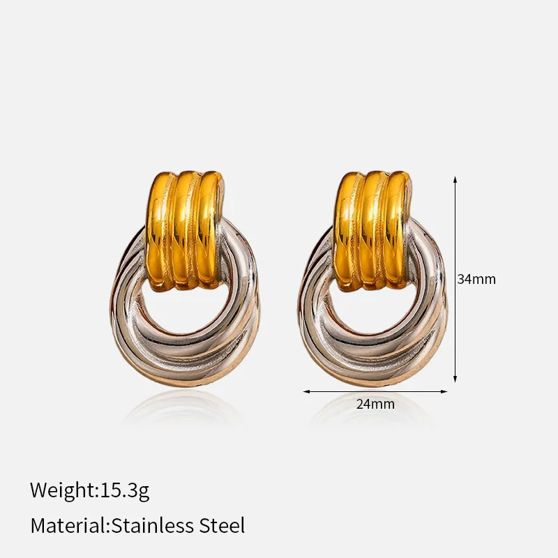 

Геометрические серьги-кольца для женщин, простые и стильные серьги премиум-класса, из нержавеющей стали с золотым покрытием, в европейском и американском стиле.