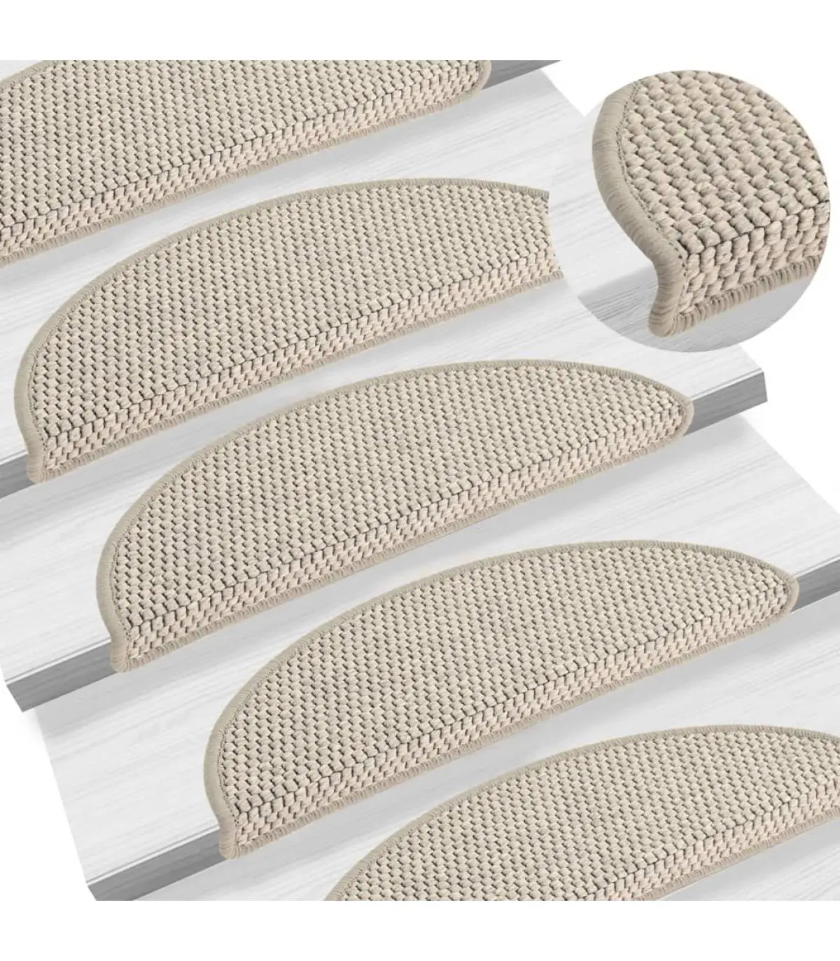 Step mats self-adhesive carpet ladder sisal 15 PCs taupé 56x20 cm