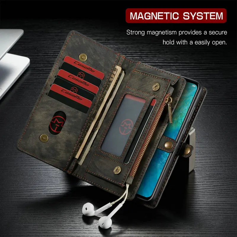 New Style CaseMe P30 Magnetic Wallet Case For Huawei P30 lite P30Pro Cases Flip Detachable Leather Zipper Wallet P30 Phone Cover