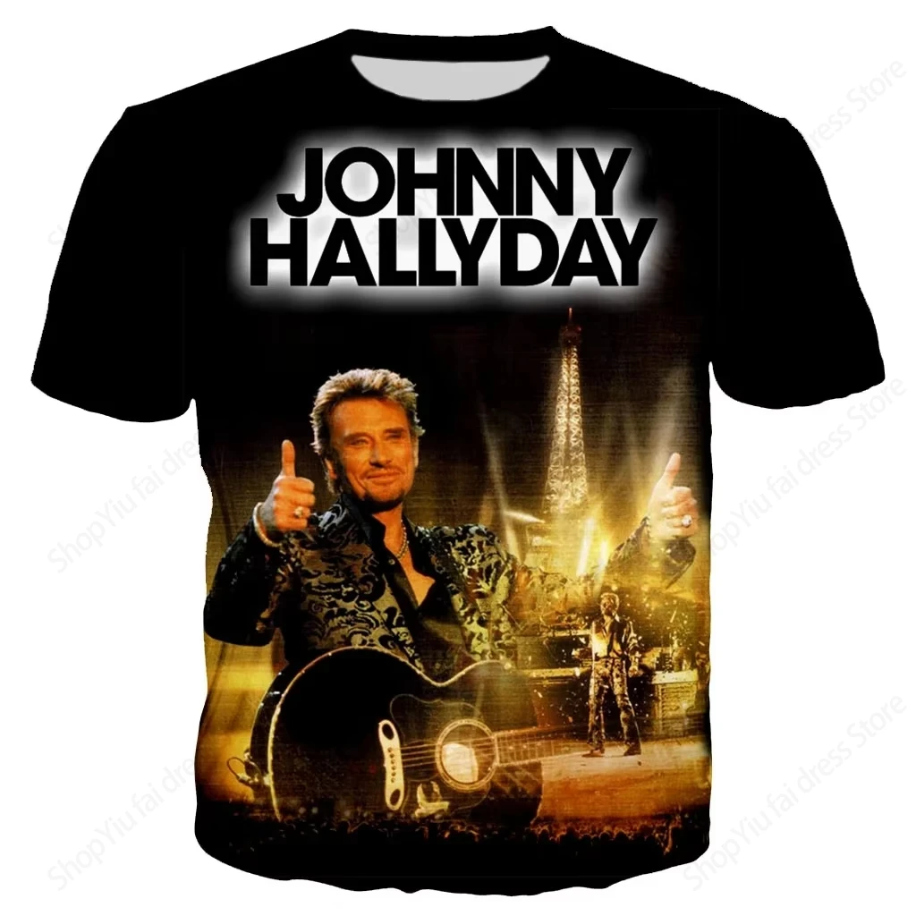New Most Popular Pop Singer Johnny Hallyday 3d Print T shirt Men Women Fashion T-shirt Hip Hop Tops Tees Rock Band Tshirt Summer