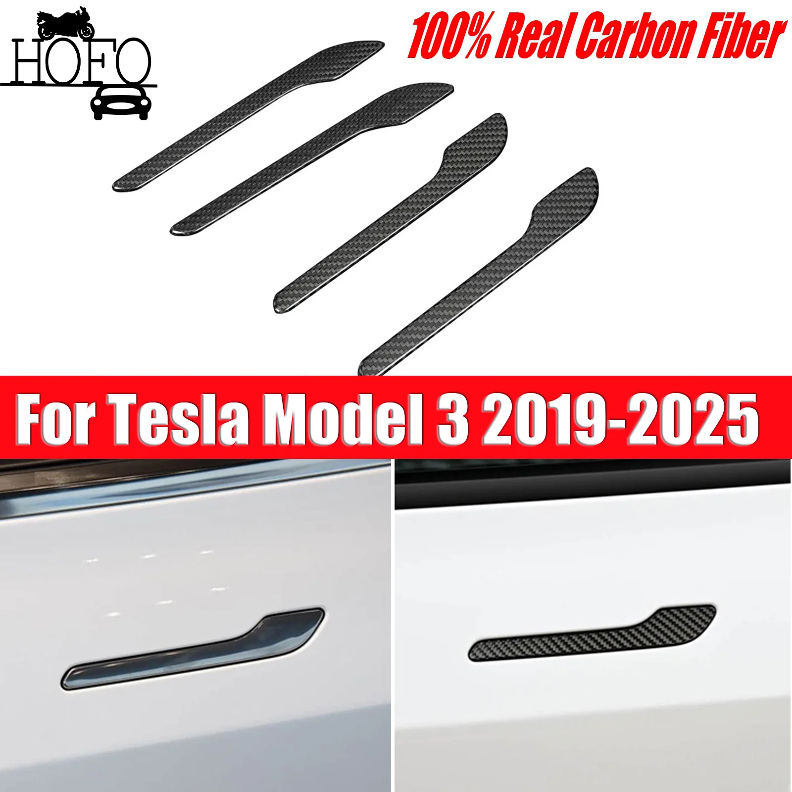 4PCS/Set Exterior Side Door Handle Cover Trim For Tesla Model 3 2019-2025 2020 2021 2022 2023 2024