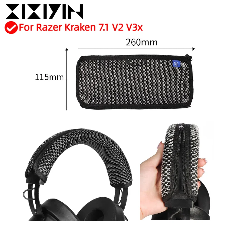 

XIXIYIN Zipper head beam grid protective cover/hook head beam cover For Razer Kraken 7.1 V2 V3x Headphones Easy to clean