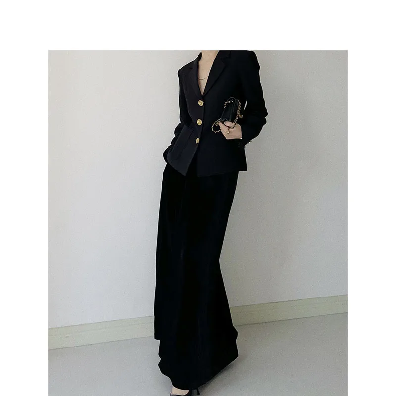 

Юбка А-силуэта из вельвета с высокой талией, однотонная, для офиса, весна-осень, новая, с эластичным поясом, свободного кроя, женская