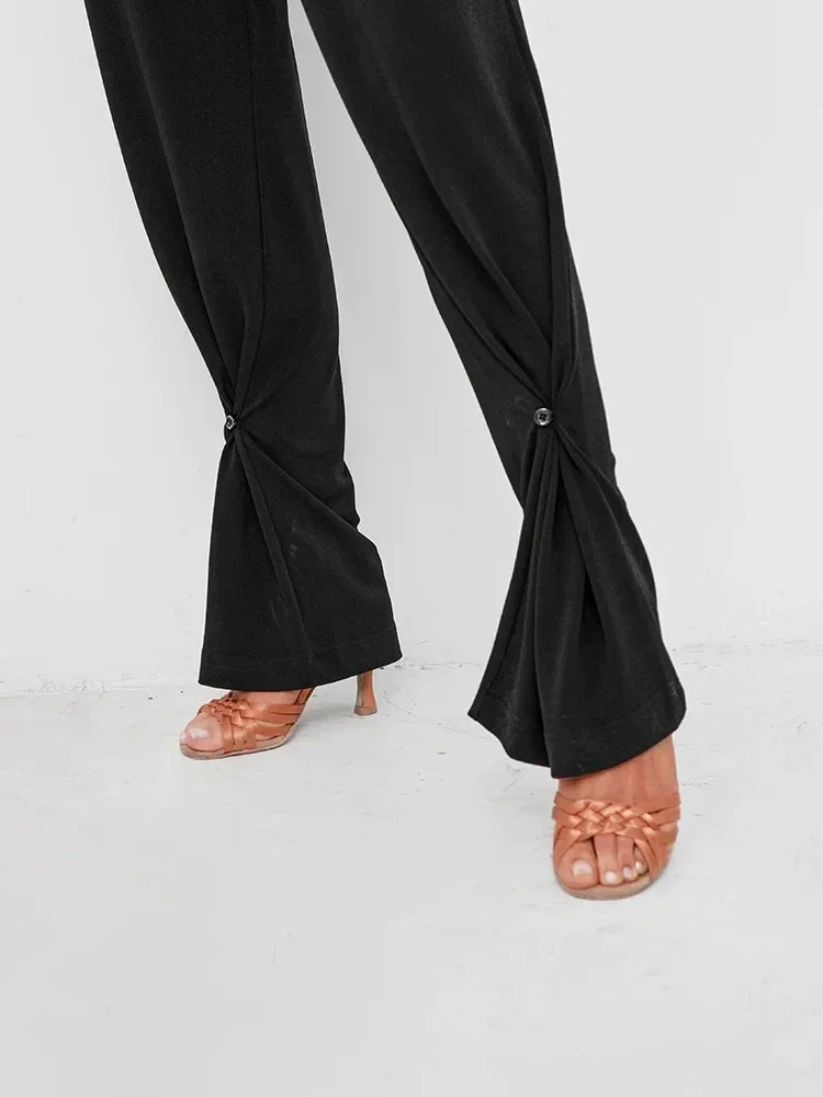 Ballroom Latin Dansbroek Dames ZYM Hoge Taille Dansbroek Verstelbare Beenvorm ZYMdancestyle Energie Blikbroek # 2138