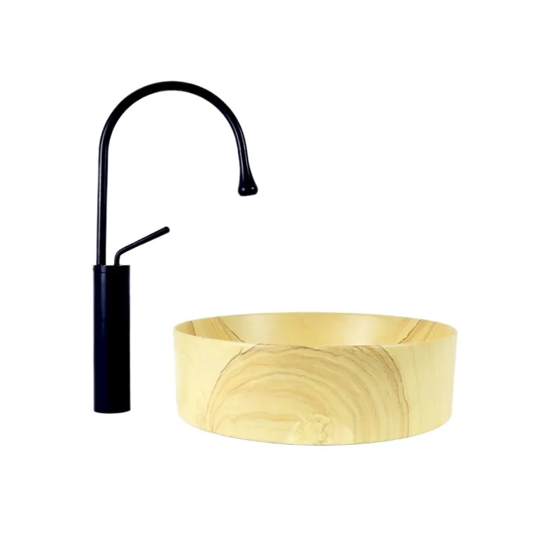 New on-stage basin Chinese-style Japanese-style retro bathroom art ceramic washbasin wood grain marble pattern