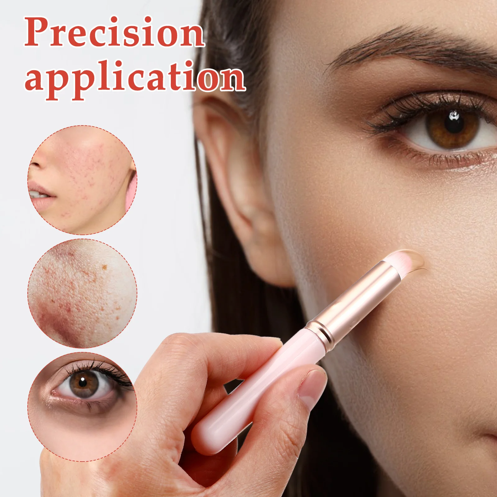 3 個のコンシーラーブラシ小型サイズ目の下のリップブラシ柔らかい合成毛精密アプリケーター液体クリームパウダー用