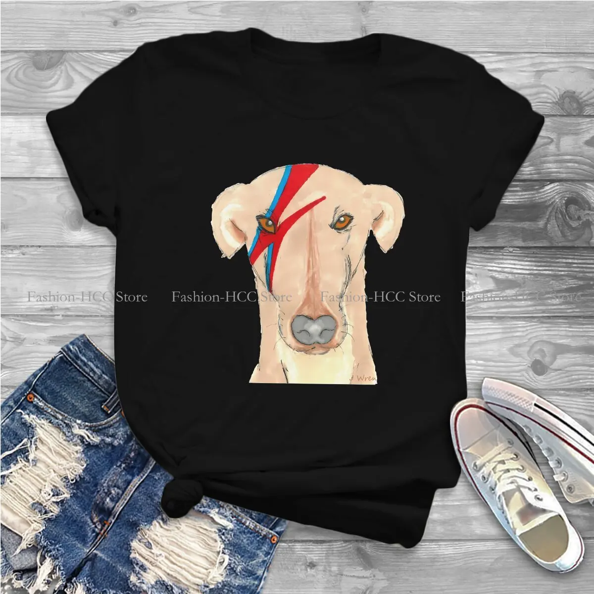 Ziggy Stardog Round Collar Polyester TShirt Greyhounds Dog Basic T Shirt Women Clothes Individuality