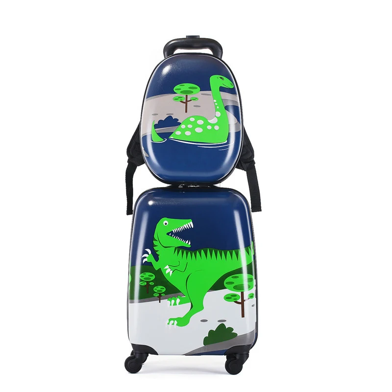 13 &18 Inch Cartoon Carry-on Suitcase for Children Cute Suitcase Set Luggage Small Backpack Schoolbag Boy Travel Bag with Wheels